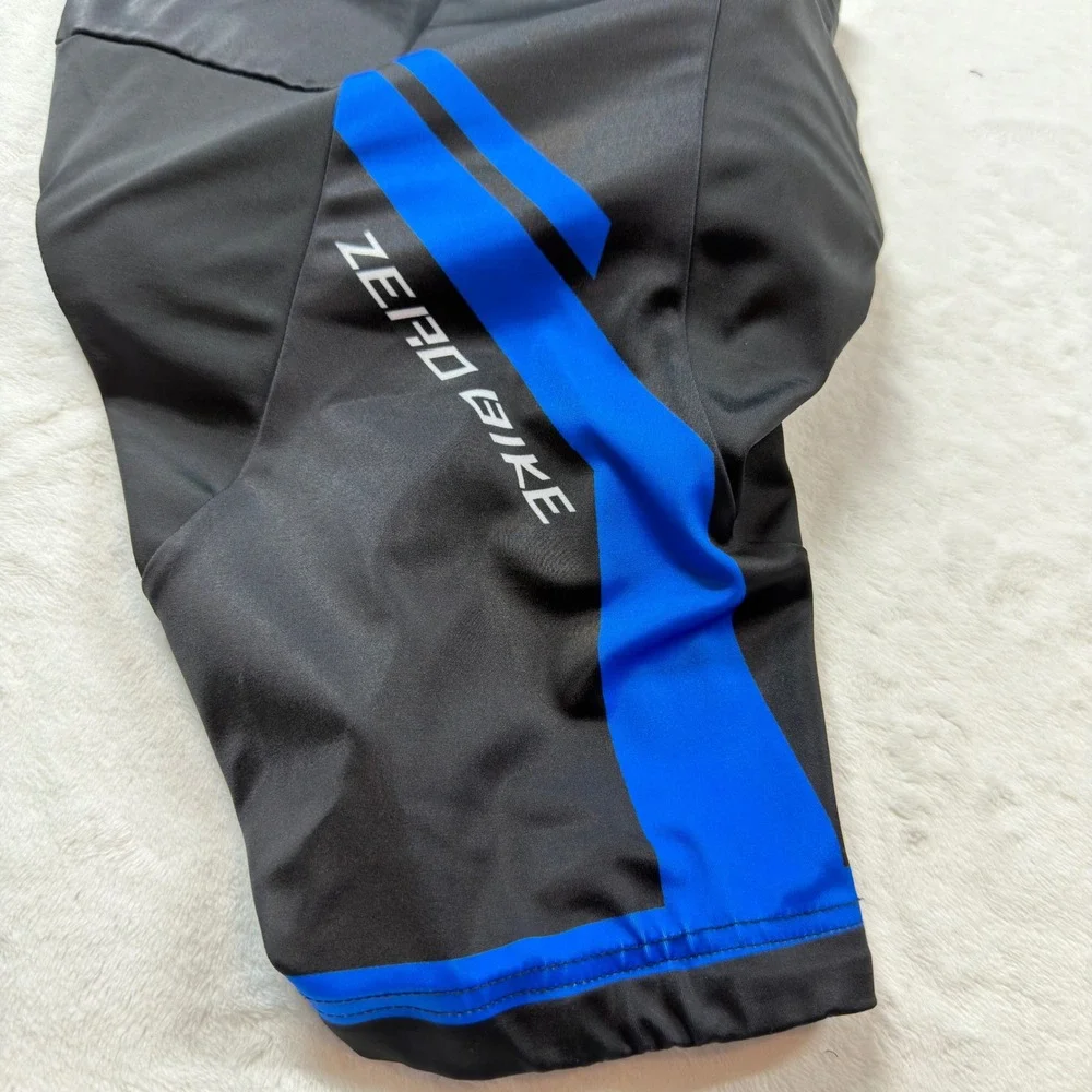 Zero Bike Padded Cycling Shorts Mens Large Black Blue Gel Padded‎ Good Condition